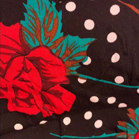 ❌DONATED❌Black Floral Polka Dot Print Tie Waist Top - Picture 8 of 9